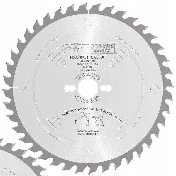 CMT PIŁA DO CIĘCIA DREWNA POPRZECZNEGO WZDŁUŻNEGO 250X30MM 40Z 285.040.10M CMT PIŁA DO CIĘCIA DREWNA POPRZECZNEGO WZDŁUŻNEGO 250X30MM 40Z 285.040.10M