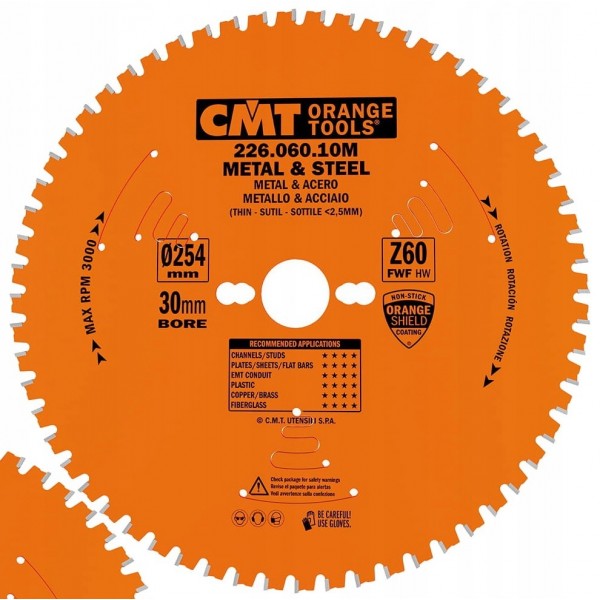 CMT PIŁA TARCZOWA TARCZA DO CIĘCIA METALU STALI 254X30MM 60Z 226.060.10M CMT PIŁA TARCZOWA TARCZA DO CIĘCIA METALU STALI 254X30MM 60Z 226.060.10M