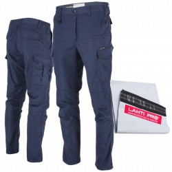 LAHTI PRO SPODNIE ROBOCZE BHP BOJÓWKI GRANATOWE SLIM FIT L40540 ROZMIAR S