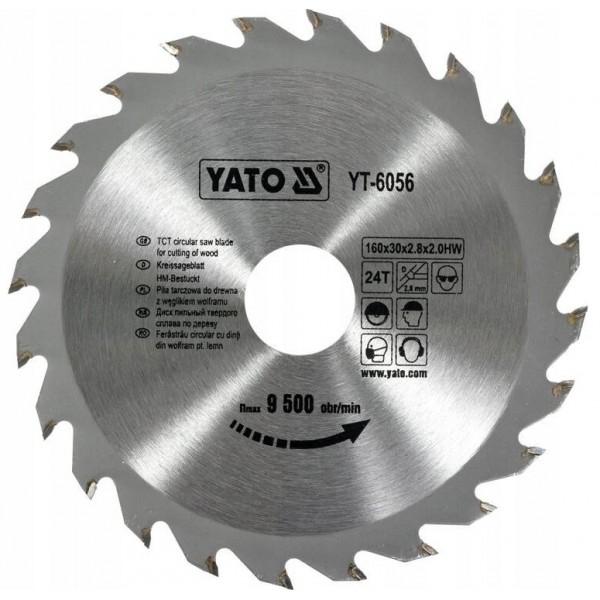 YATO TARCZA WIDIOWA DO DREWNA TWORZYW SZTUCZNYCH 160X24TX30 MM YT-6056