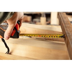 NEO MIARA ZWIJANA STALOWA 5m X19mm AUTO BLOKADA PRZYCISK STOP MAGNES 67-232