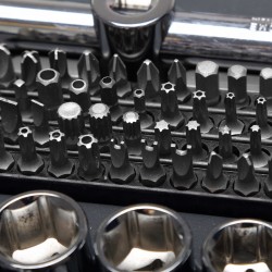 PROLINE ZESTAW 217el KLUCZE NASADOWE i PŁASKIE 1/4" 3/8" 1/2" WALIZKA 58217
