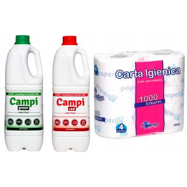 PŁYNY DO TOALET TURYSTYCZNYCH CAMPI 4L + PAPIER PŁYNY DO TOALET TURYSTYCZNYCH CAMPI 4L + PAPIER