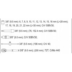 ZESTAW NARZĘDZIOWY 3/8'' 22cz YATO YT-38561 KLUCZE