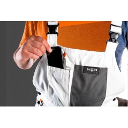 NEO SPODNIE ROBOCZE OGRODNICZKI SZELKI HD+ BIAŁE OXFORD 81-140 r. M/50