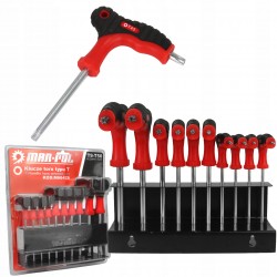 ZESTAW KLUCZE ŚRUBOKRĘTY WKRĘTAKI KĄTOWE TORX 10 SZTUK + METALOWY STOJAK