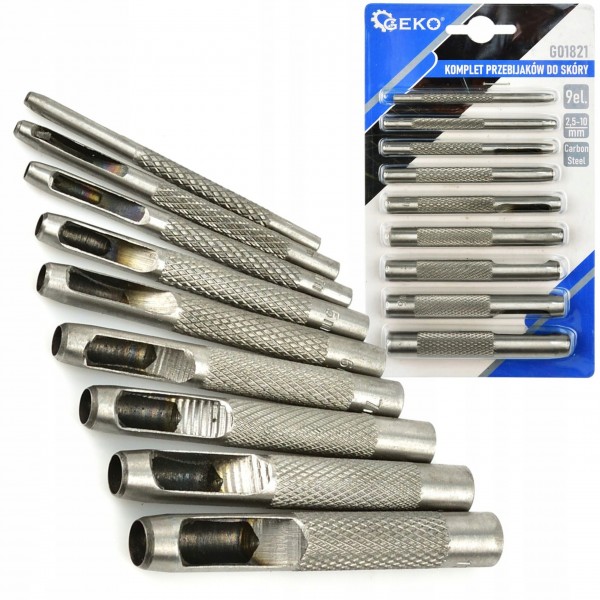 GEKO WYCINAKI WYBIJAKI PRZEBIJAKI DO OTWOROW DO SKÓRY 9SZT 2,5-10MM G01821 GEKO WYCINAKI WYBIJAKI PRZEBIJAKI DO OTWOROW DO SKÓRY 9SZT 2,5-10MM G01821