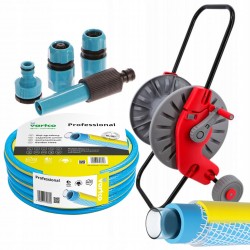 WÓZEK + WĄŻ OGRODOWY 4-WARSTWOWY 3/4'' 20M + ZESTAW KOŃCÓWEK PRODUKT POLSKI