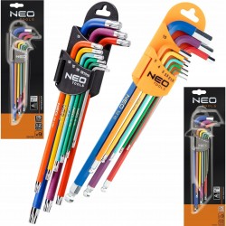 ZESTAW NEO TOOLS KLUCZE IMBUS TORX KOMPLET DŁUGIE KOLOROWE 09-518 09-512