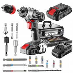 GRAPHITE ZESTAW WIERTARKO WKRĘTARKA 2x2ah 18V 10mm UCHWYT +109el WALIZKA