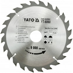 YATO TARCZA WIDIOWA 184x24Tx30MM ZĘBY Z NAKŁADKĄ Z WĘGLIKA DO DREWNA YT6060