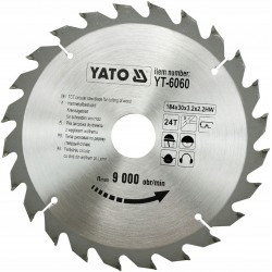 YATO TARCZA WIDIOWA 184x24Tx30MM ZĘBY Z NAKŁADKĄ Z WĘGLIKA DO DREWNA YT6060