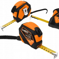 NEO MIARA ZWIJANA STALOWA 3m X16mm AUTO BLOKADA PRZYCISK STOP MAGNES 67-231