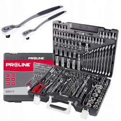 PROLINE ZESTAW 217el KLUCZE NASADOWE i PŁASKIE 1/4" 3/8" 1/2" WALIZKA 58217