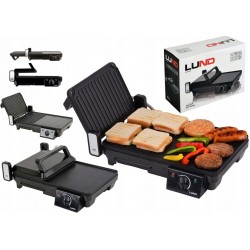 GRILL ELEKTRYCZNY 2000W STOŁOWY ROZKŁADANY LUND