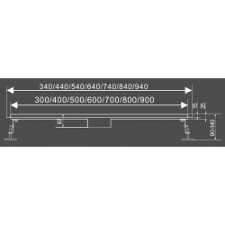 ODPŁYW LINIOWY 90 cm NAPO STAL NISKI SYFON 52 mm