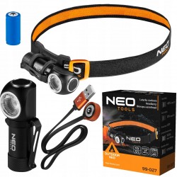 NEO LATARKA CZOŁOWA 600LM USB MAGNETYCZNE ŁADOWANIE CREE XPG3 LED 99-027