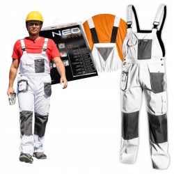 NEO SPODNIE ROBOCZE OGRODNICZKI SZELKI HD+ BIAŁE OXFORD 81-140 r. L/54