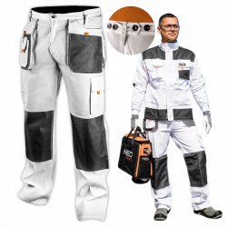 NEO SPODNIE DO PASA ROBOCZE HD+ BIAŁE WZMOCNIONE OXFORD 81-120 r. XXL/58