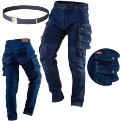 NEO SPODNIE ROBOCZE DENIM DO PASA WZMOCNIONE BAWEŁNA OXFORD S/48 + PASEK