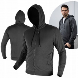 NEO SOFTSCHELL BLUZA MĘSKA ROZPINANA Z KAPTUREM DRESOWA SZARA COMFORT L/52