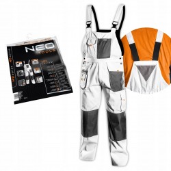 NEO SPODNIE ROBOCZE OGRODNICZKI SZELKI HD+ BIAŁE OXFORD 81-140 r. L/54