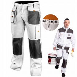 NEO SPODNIE DO PASA ROBOCZE HD+ BIAŁE WZMOCNIONE OXFORD 81-120 r. XXL/58