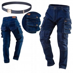 NEO SPODNIE ROBOCZE DENIM DO PASA WZMOCNIONE BAWEŁNA OXFORD XXL/56 + PASEK