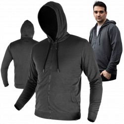 NEO SOFTSCHELL BLUZA MĘSKA ROZPINANA Z KAPTUREM DRESOWA SZARA COMFORT L/52