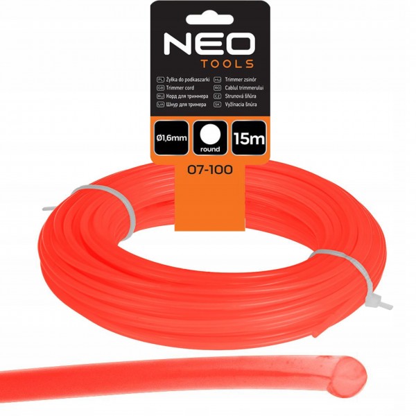 NEO ŻYŁKA DO PODKASZARKI OKRĄŁGA O ŚREDNICY1,6 MM DŁUGOŚĆ 15 M 07-100