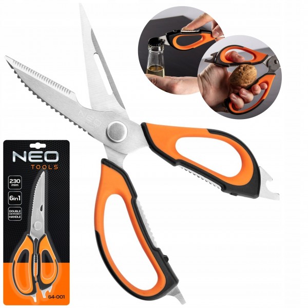 NEO UNIWERSALNE WIELOZADANIOWE NOŻYCZKI OTWIERACZE 230mm FUNKCJE 6w1 64-001 NEO UNIWERSALNE WIELOZADANIOWE NOŻYCZKI OTWIERACZE 230mm FUNKCJE 6w1 64-001