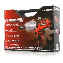 KLUCZ UDAROWY ELEKTRYCZNY 2000W 720Nm 1/2" MOCNY Z ZESTAWEM NASADEK M80489