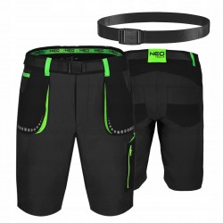 NEO KRÓTKIE SPODENKI ROBOCZE PREMIUM 4 WAY STRETCH CZARNE +PASEK 81-277 L