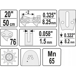 YATO PROWADNICA ŁAŃCUCHA DO PILAREK 20" .325"U SYSTEM SMAROWANIA YT-84937