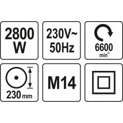 YATO SZLIFIERKA KĄTOWA KĄTÓWKA 230 2800W REGULACJA SOFT START YT-82110