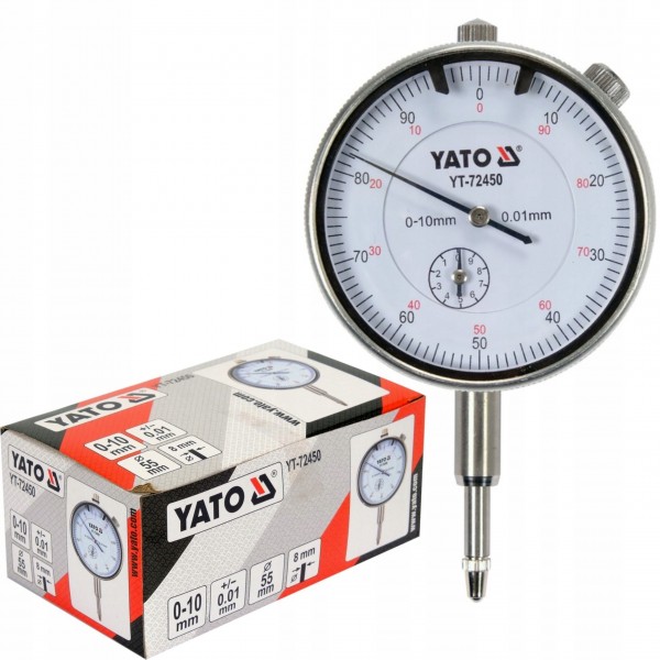 YATO CZUJNIK ZEGAROWY 0-10 MM TRZPIEŃ 8MM ŚREDNICA ZEGARA 55MM YT-72450 YATO CZUJNIK ZEGAROWY 0-10 MM TRZPIEŃ 8MM ŚREDNICA ZEGARA 55MM YT-72450