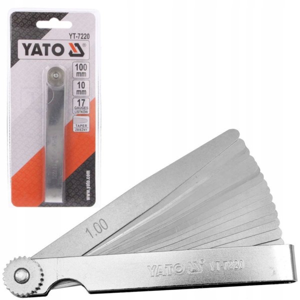 YATO SZCZELINOMIERZ LISTKOWY 17 LISTKÓW 100MM 0,02-1MM STAL SPRĘŻYN Y-7220 YATO SZCZELINOMIERZ LISTKOWY 17 LISTKÓW 100MM 0,02-1MM STAL SPRĘŻYN Y-7220