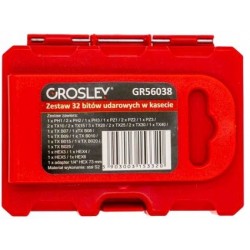 GROSLEY ZESTAW 32-ELEMENTOWY BITÓW WKRĘTAKÓW UDAROWYCH W KASECIE GR56038