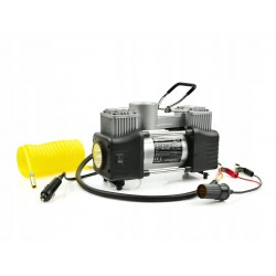 KOMPRESOR SAMOCHODOWY Z MANOMETRTEM 12V POMPKA SPRĘŻARKA 250W + NASADKI LED