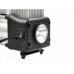 KOMPRESOR SAMOCHODOWY Z MANOMETRTEM 12V POMPKA SPRĘŻARKA 250W + NASADKI LED