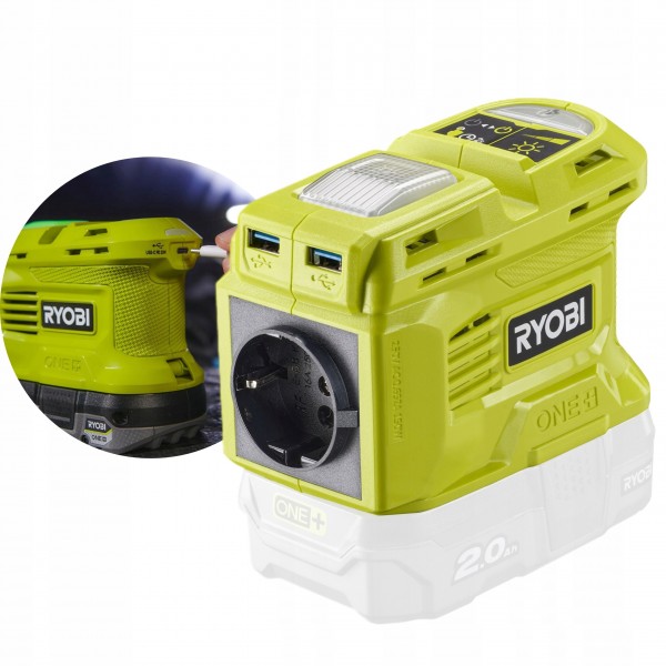 RYOBI PRZETWORNICA AKUMULATOROWA ONE+ 18V 150W RY18BI150B WYDAJNA 2w1
