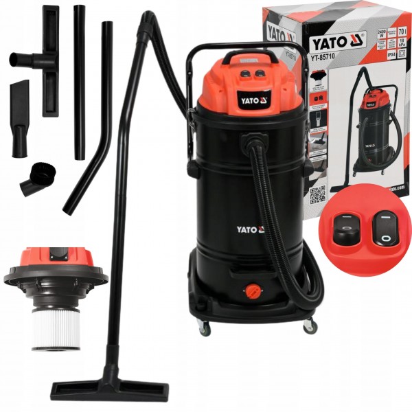 YATO ODKURZACZ PRZEMYSŁOWY 2400W DO PRACY NA MOKRO I NA SUCHO 70L YT-85710