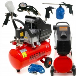 KOMPRESOR OLEJOWY SPRĘŻARKA 24L 230V 8BAR 205L/MIN + ZESTAW NARZĘDZI 6w1