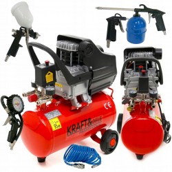 KOMPRESOR OLEJOWY SPRĘŻARKA 24L 230V 8BAR 205L/MIN + ZESTAW NARZĘDZI 6w1