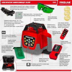 PROLINE LASER ROTACYJNY SAMOPOZIOMUJĄCY NIWELATOR ZIELONY 30M WALIZKA 15162