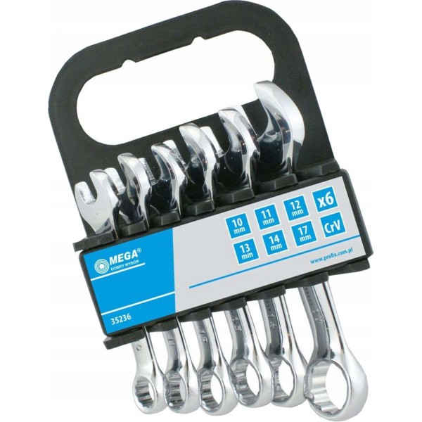 PROLINE KOMPLET KLUCZE PŁASKIE OCZKOWE KRÓTKIE 10-17MM CRV ZESTAW 6 ELEM. PROLINE KOMPLET KLUCZE PŁASKIE OCZKOWE KRÓTKIE 10-17MM CRV ZESTAW 6 ELEM.