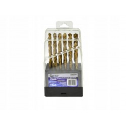GEKO ZESTAW KOMPLET WIERTŁA DO METALU ZESTAW 19SZT 1,0-10MM TYTANOWE G38244