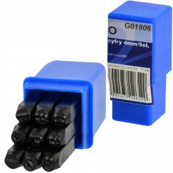 GEKO NUMERATORY ZNACZNIKI CYFRY 4mm 0-9 9 ELEMENTÓW W ETUI SOLIDNE G01806