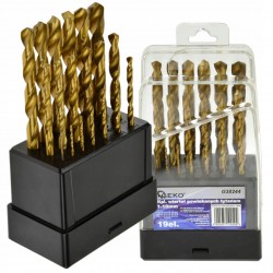 GEKO ZESTAW KOMPLET WIERTŁA DO METALU ZESTAW 19SZT 1,0-10MM TYTANOWE G38244