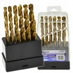 GEKO ZESTAW KOMPLET WIERTŁA DO METALU ZESTAW 19SZT 1,0-10MM TYTANOWE G38244